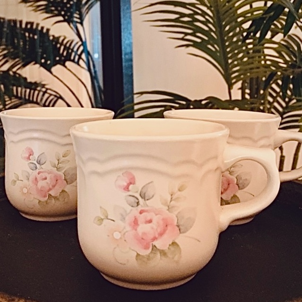 vintage rose teacups by Pfaltzgraff